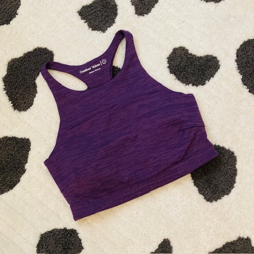 Outdoor Voices Womens Small Purple Racerback Longline Sports Bra Gym Crop Top